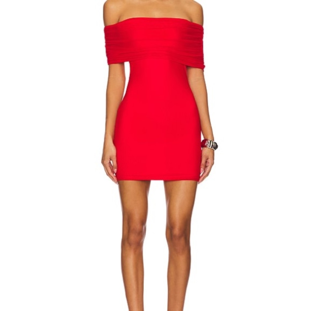 Superdown Red Off-Shoulder Dress